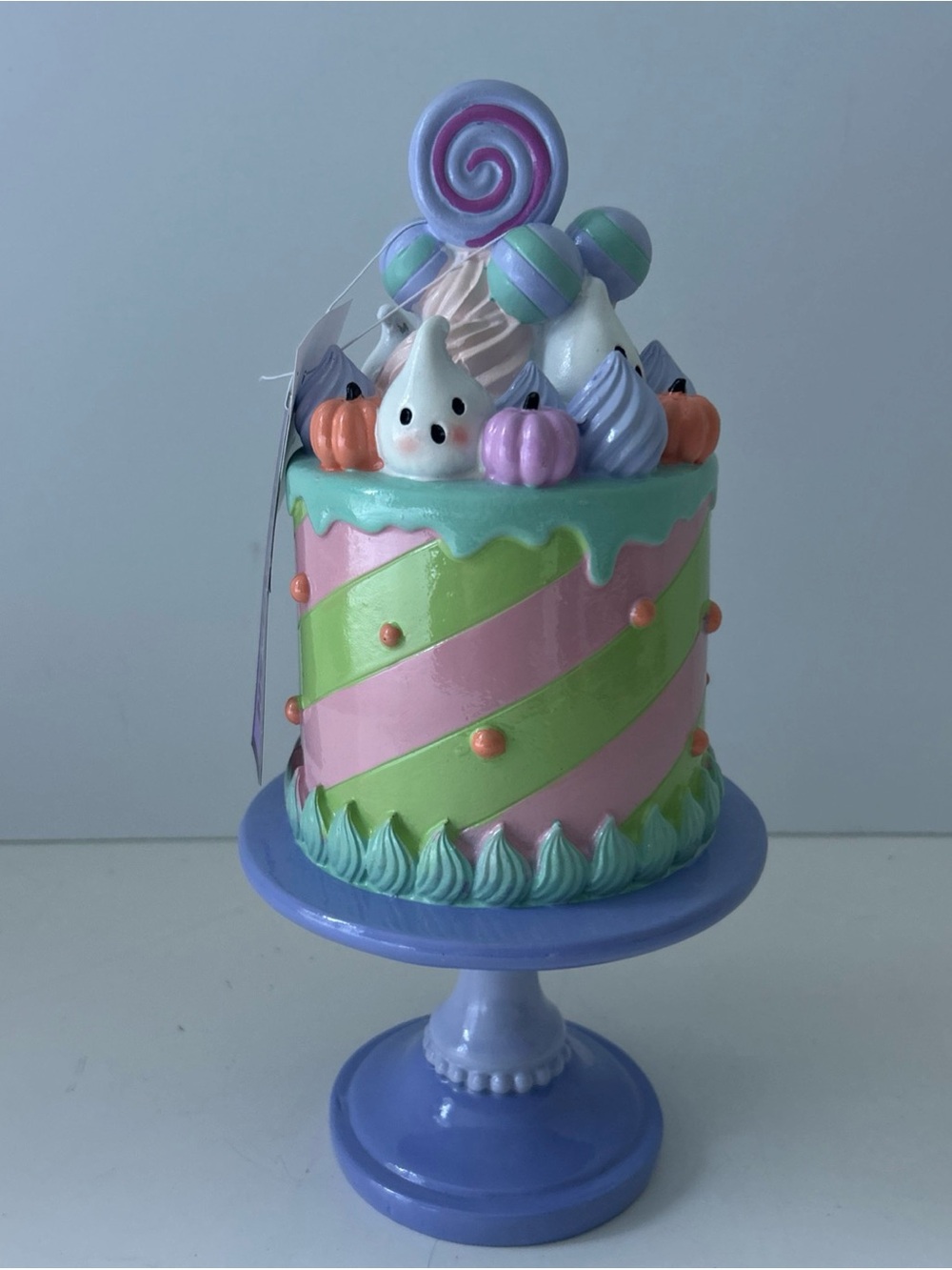 Halloween Ghoulish Pastel Decorative Cake Stand Ornament Pink & Mint NEW